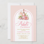 Modern blush petals and prosecco invite boho arch kaart (Voorkant)