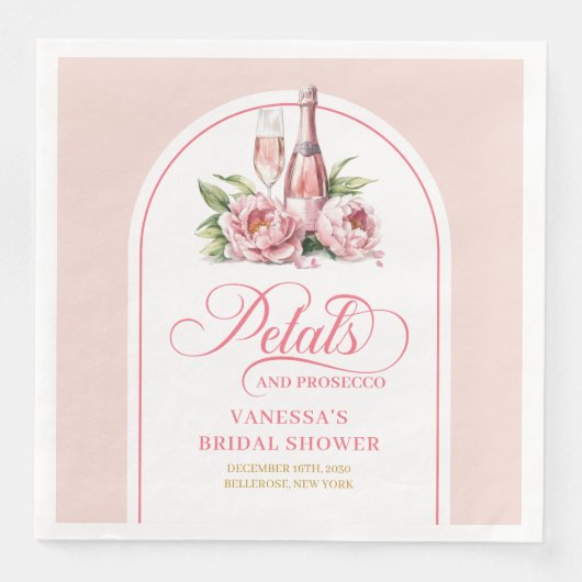 Modern Blush Petals and Prosecco Party Napkins Servet (Voorkant)
