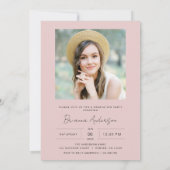 Modern Blush Pink 2 foto afstudeerfeest Kaart (Achterkant)