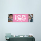 Modern Blush Pink 2 foto Happy Birthday Party Spandoek (Beurs)