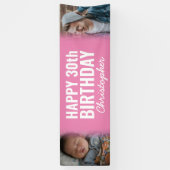 Modern Blush Pink 2 foto Happy Birthday Party Spandoek (Verticaal)