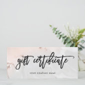 Modern Blush Pink and Grey Marble Gift Certificate (Staand voorkant)