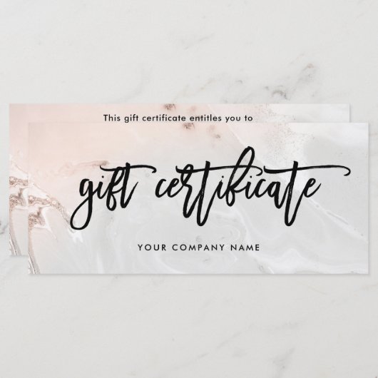 Modern Blush Pink and Grey Marble Gift Certificate (Voorkant / Achterkant)