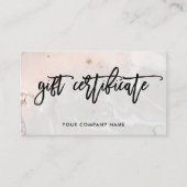 Modern Blush Pink and Grey Marble Gift Certificate Kortingskaartje (Voorkant)