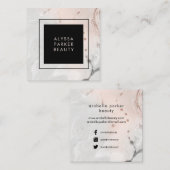 Modern Blush Pink and Grey Marble Social Media Vierkante Visitekaartje (Voorkant / Achterkant)