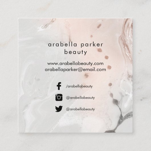 Modern Blush Pink and Grey Marble Social Media Vierkante Visitekaartje (Achterkant)