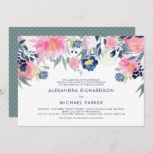 Modern Blush Pink and Navy Floral Wedding