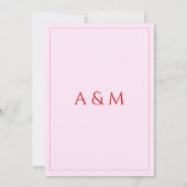 Modern blush pink and red minimalist wedding kaart (Achterkant)