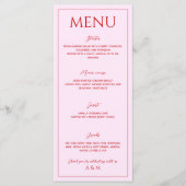 Modern blush pink and red minimalist wedding menu (Voorkant)
