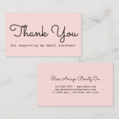 Modern Blush Pink Bedankt Visitekaartje (Voorkant / Achterkant)