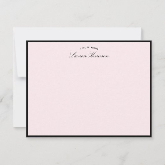 Modern Blush Pink Black Frame Note Card Kaart (Voorkant)