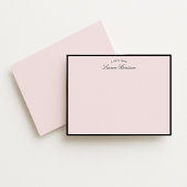 Modern Blush Pink Black Frame Note Card Kaart
