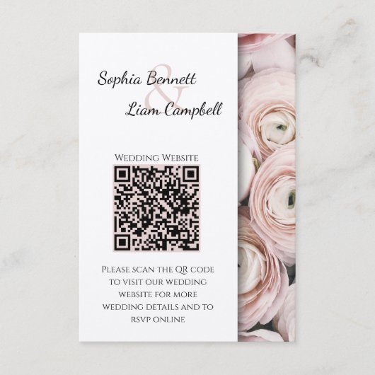 Modern Blush Pink bloem elegant script Informatiekaartje (Voorkant)