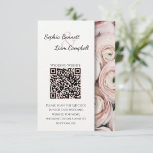 Modern Blush Pink bloem elegant script Informatiekaartje