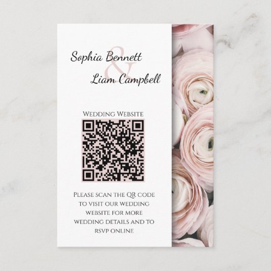 Modern Blush Pink bloem elegant script Informatiekaartje (Voorkant)