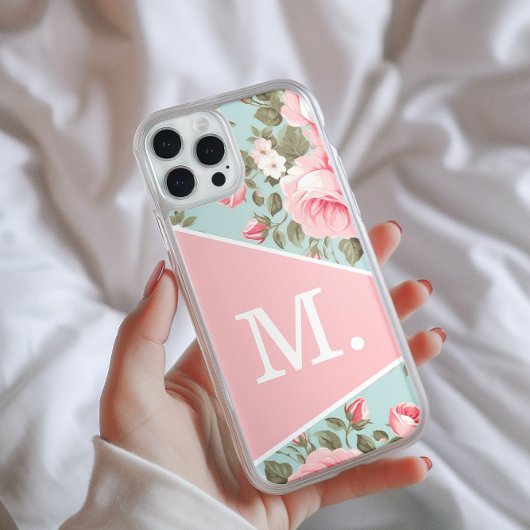 Modern Blush Pink Bloemmonogram Case-Mate iPhone Case
