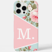 Modern Blush Pink Bloemmonogram Case-Mate iPhone Case (Achterkant)