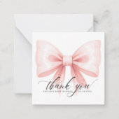 Modern Blush Pink Bow Budget Bedankt Notitiekaartje (Voorkant)