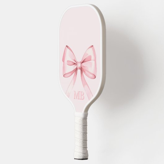 Modern Blush Pink Bow Initiaal Monogram Pickleball Paddle (Links)