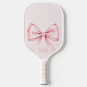 Modern Blush Pink Bow Initiaal Monogram Pickleball Paddle (Voorkant)