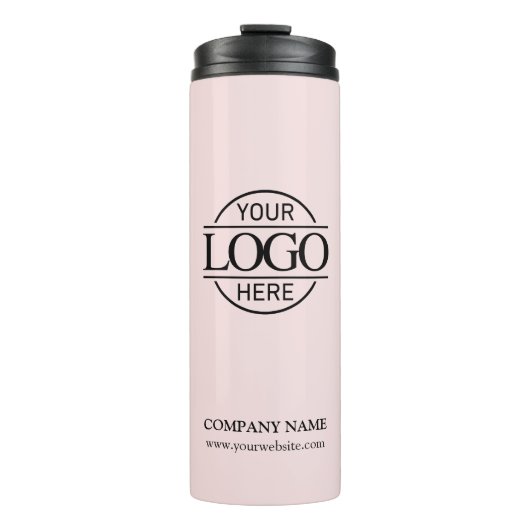 Modern Blush Pink Branded Bedrijf Business Logo Thermosbeker (Voorkant)