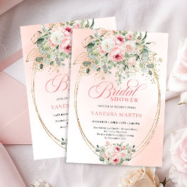 Modern Blush Pink Bridal Shower Gold Invitation Kaart