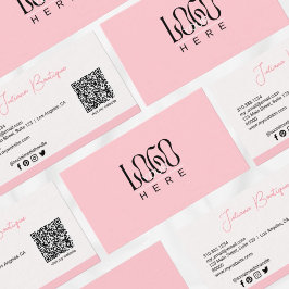 Modern Blush Pink Business Logo | QR-code Visitekaartje