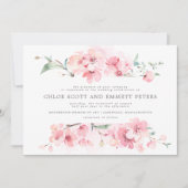 Modern Blush Pink Cherry Blossom Floral Wedding Kaart (Voorkant)