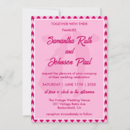 Modern Blush Pink Chevron QR Code Photo Wedding Kaart