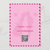 Modern Blush Pink Chevron QR Code Wedding Details Informatiekaartje (Achterkant)