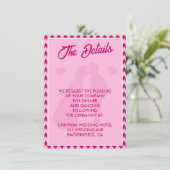 Modern Blush Pink Chevron QR Code Wedding Details Informatiekaartje (Staand voorkant)