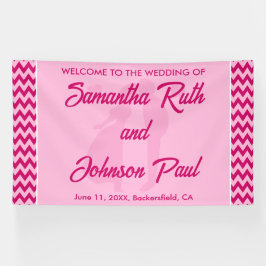 Modern Blush Pink Chevron Stripe Wedding Welcome Spandoek