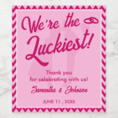 Modern Blush Pink Chevron Stripe Wedding Wijn Etiket (Enkel label)