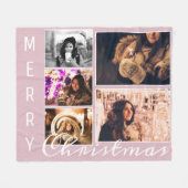 Modern Blush Pink Christmas 5 Fotocollage Fleece Deken (Voorkant (Horizontaal))