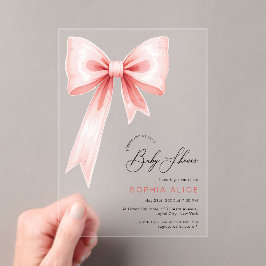 Modern Blush Pink Coquette Baby shower Transparant Acryl Uitnodigingen