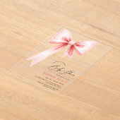 Modern Blush Pink Coquette Baby shower Transparant Acryl Uitnodigingen (Laagn)