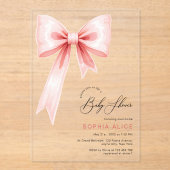 Modern Blush Pink Coquette Baby shower Transparant Acryl Uitnodigingen (Voorkant)