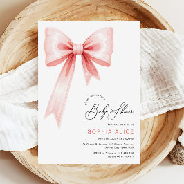 Modern Blush Pink Coquette Bow Baby shower Kaart