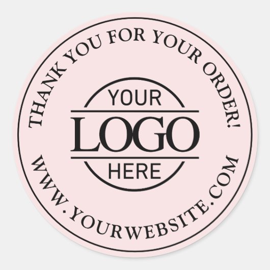 Modern Blush Pink Custom Business Logo Promotionee Ronde Sticker (Voorkant)