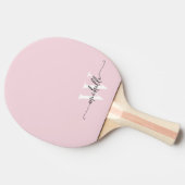 Modern Blush Pink Custom Monogram Naam Script Tafeltennisbatje (Zijkant)