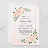 Modern Blush Pink Dusty Floral Waterverf Wedding Kaart (Voorkant)