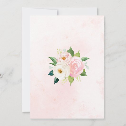 Modern Blush Pink Dusty Floral Waterverf Wedding Kaart (Achterkant)