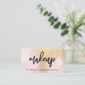 Modern Blush Pink en Faux Gold Marmer | make-up Visitekaartje (Staand voorkant)