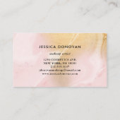 Modern Blush Pink en Faux Gold Marmer | make-up Visitekaartje (Achterkant)