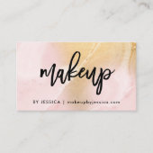 Modern Blush Pink en Faux Gold Marmer | make-up Visitekaartje (Voorkant)