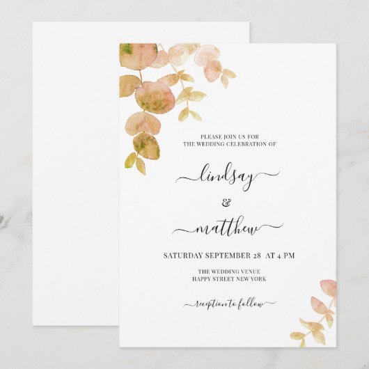 Modern Blush Pink Eucalyptus Weddenschap Kaart (Voorkant / Achterkant)