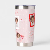 Modern Blush Pink “Fa La La” Christmas Photo  Geïsoleerde Drinkbeker (Links)