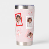 Modern Blush Pink “Fa La La” Christmas Photo  Geïsoleerde Drinkbeker (Achterkant)