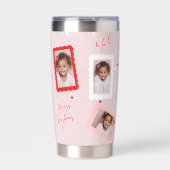 Modern Blush Pink “Fa La La” Christmas Photo  Geïsoleerde Drinkbeker (Voorkant)