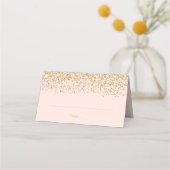 Modern Blush Pink Faux Gold Gevouwen Plaatskaartje (Voorkant)